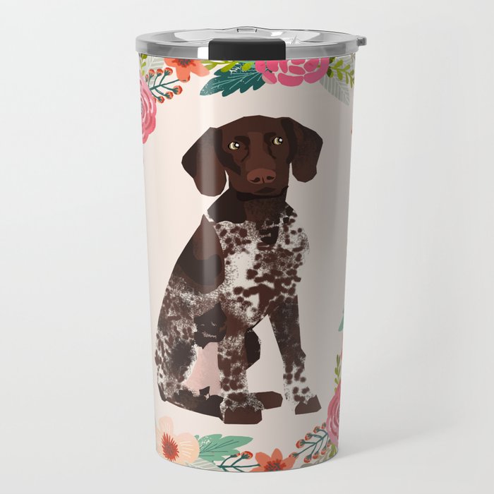 german shorthair pointer floral wreath spring dog breed pet portrait gifts Travel Mug
