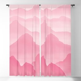 Dreamy Candy Hand-painted Watercolor Mountains, Abstract Foggy Mountain Landscape in Blush Rose Pink Color Blackout Curtain