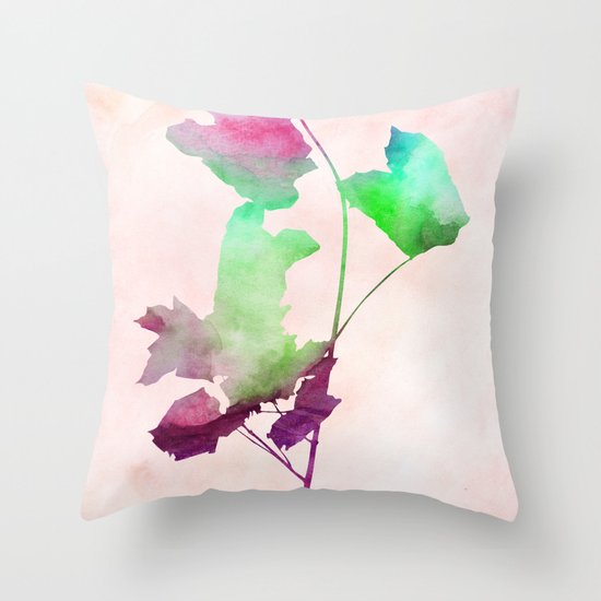 Maple_Watercolor2 by Jacqueline and Garima Throw Pillow