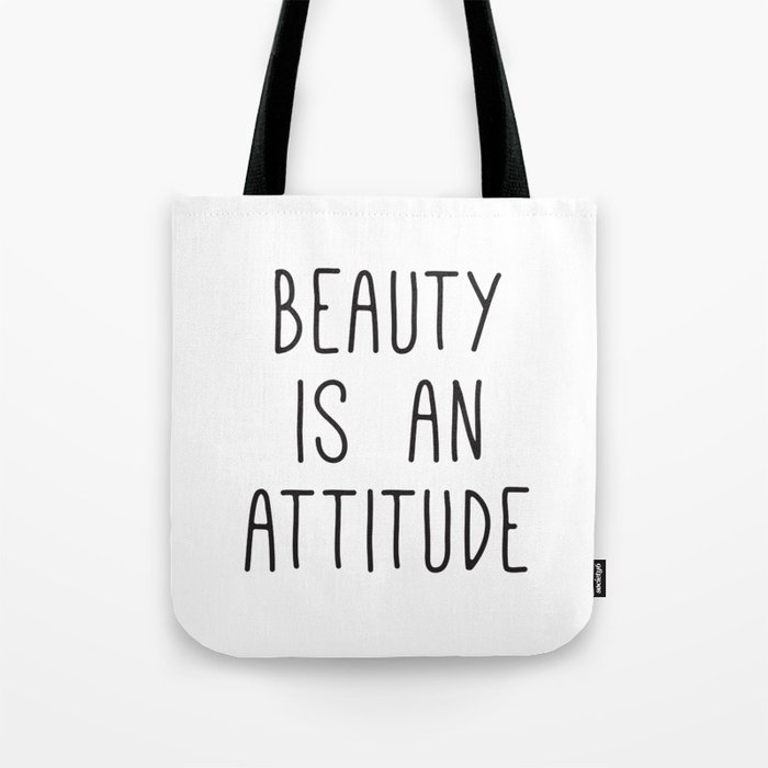 Beauty Is An Attitude Wall Art Large Typography Print Scandinavian Art Fashion Quotes Tote Bag By Radquoteshop Society6