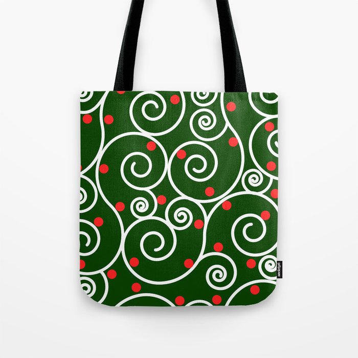 Curl lines art- Christmas colors Tote Bag