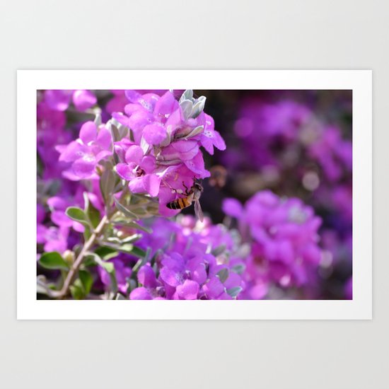 Bubble Bee on Lilac Flowers Art Print
