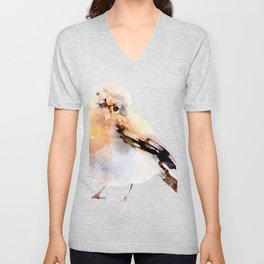 Watercolor Bird Painting V Neck T Shirt