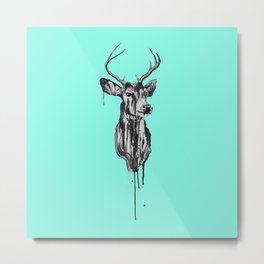 Deer Head III Metal Print | Painting, Turquoise, Digital, Aerosol, Stag, Aqua, Deerhead, Streetart, Animal, Deer 