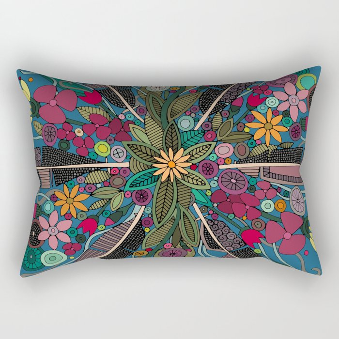 bohemian posy blue Rectangular Pillow