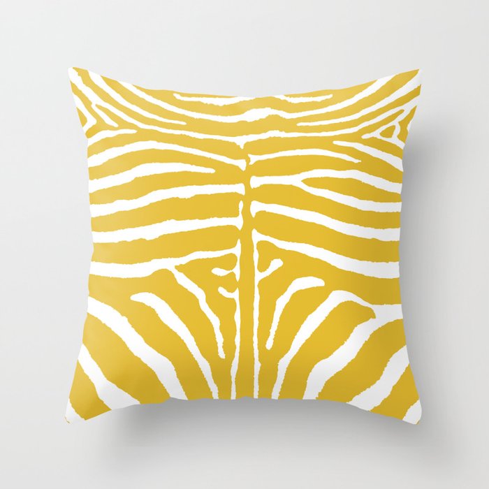 Zebra Wild Animal Print 229 Yellow Throw Pillow