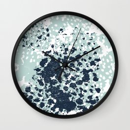 Izzie - abstract painting navy mint white trendy color palette summer bright decor Wall Clock