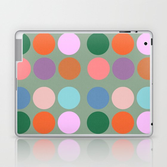 Modern Polk Dots Muted Pastel Geometric Circles Pink And Green Cool Colorful Pattern Laptop & iPad Skin