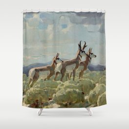 “On the Old Plains” by W Herbert Dunton Shower Curtain
