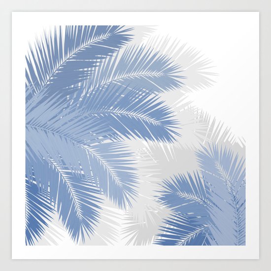 BLUE TROPICAL PALM TREES Art Print