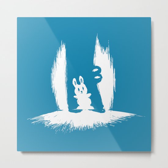 cornered! (bunny and crocodile) Metal Print