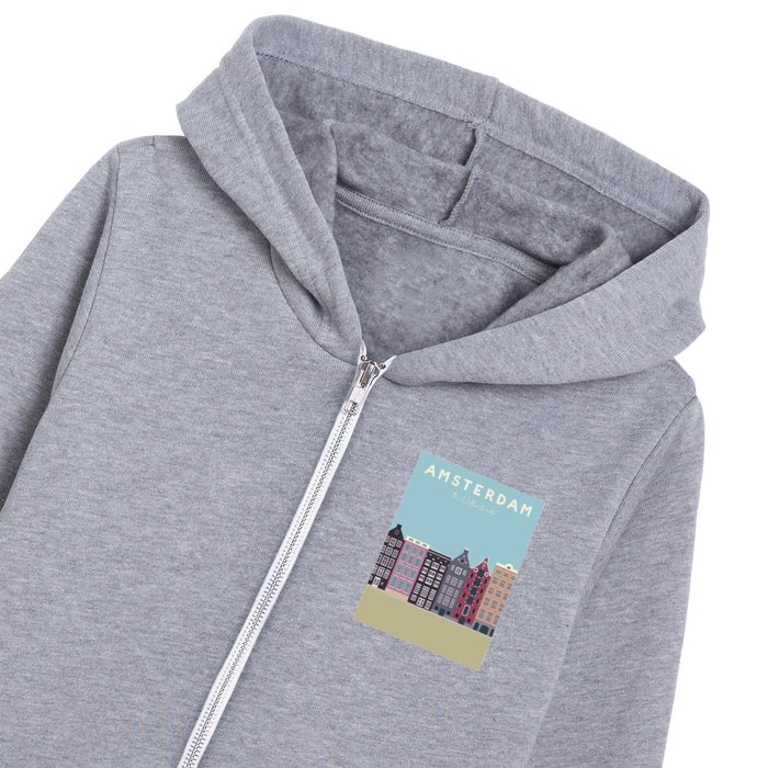 Amsterdam, the Netherlands Travel Poster Kids Zip Hoodie