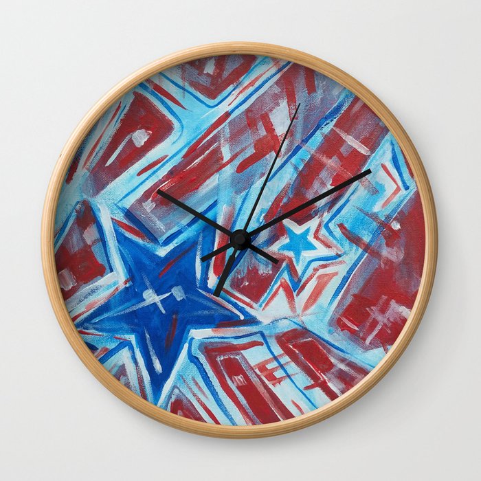 Red, White and Blue Wall Clock
