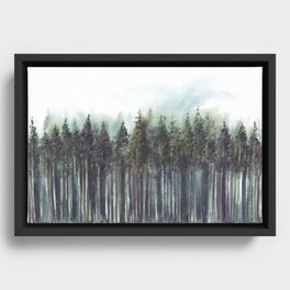 Pine Tree Forest Watercolor Framed Canvas