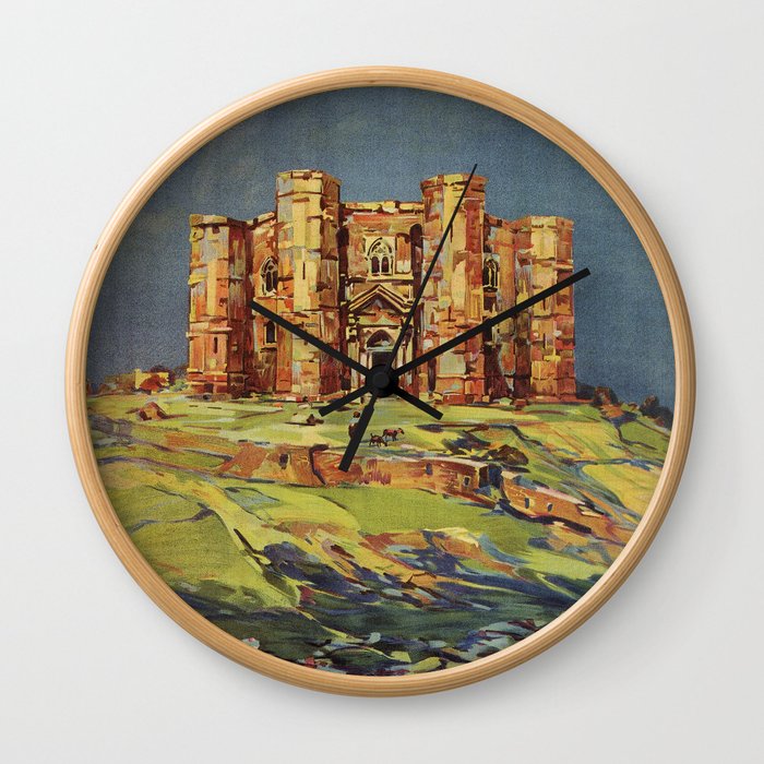 Apulia Castle del Monte vintage Italian travel ad Wall Clock