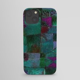 Terraced garden tropical floral  teal blue grotto abstract landscape painting by Paul Klee iPhone Case