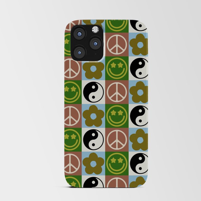 Checked Symbols Pattern (SMILEY FACE \ YIN YANG \ PEACE SYMBOL \ FLOWER) iPhone Card Case