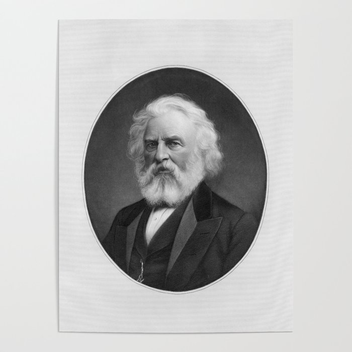 Henry Wadsworth Longfellow Engraved Portrait Poster