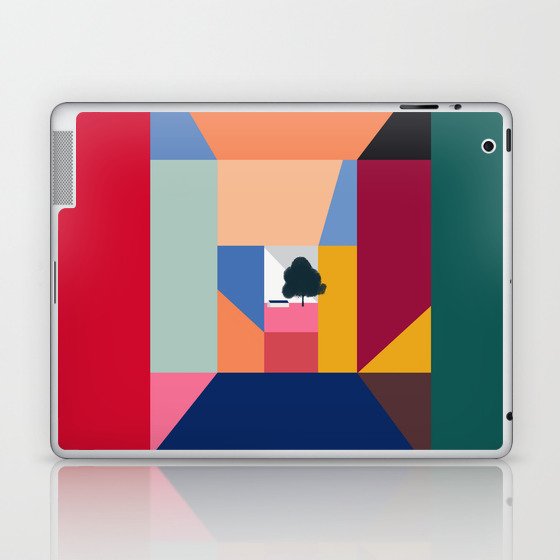 Landscape in colorful geometric boxes Laptop & iPad Skin