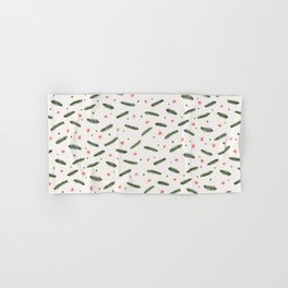 Christmas branches and stars - olive and coral Hand & Bath Towel