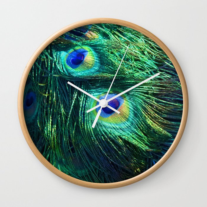 Peacock Feathers #1 #decor #art #society6 Wall Clock