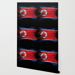 North Korea flag brush stroke, national flag Wallpaper