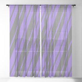[ Thumbnail: Purple and Dim Grey Colored Pattern of Stripes Sheer Curtain ]