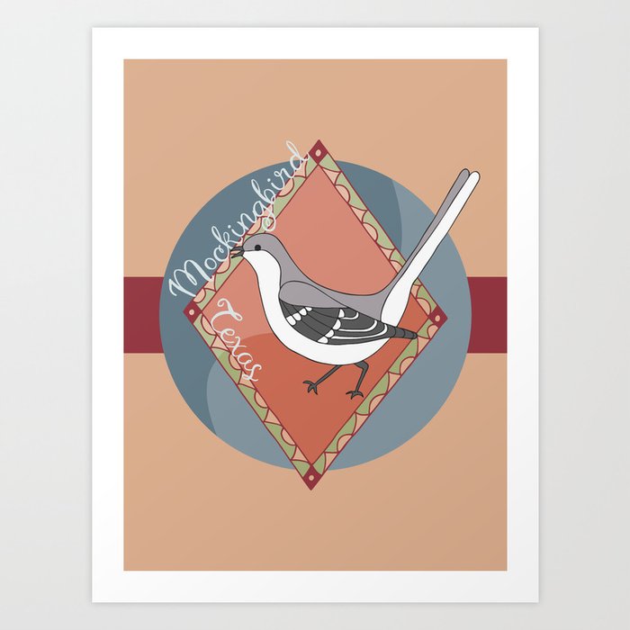 Texas State Bird: Mockingbird Art Print