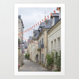 Street in medieval town of Chinon, France - old, romantic town - travel photography Art Print