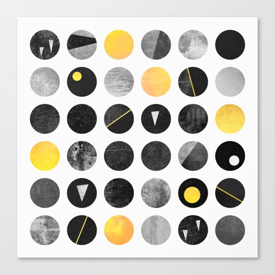 Dots / Yellow & Black Canvas Print