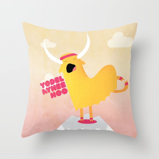 Yappy the Yodelling Yoga Yak Throw Pillow