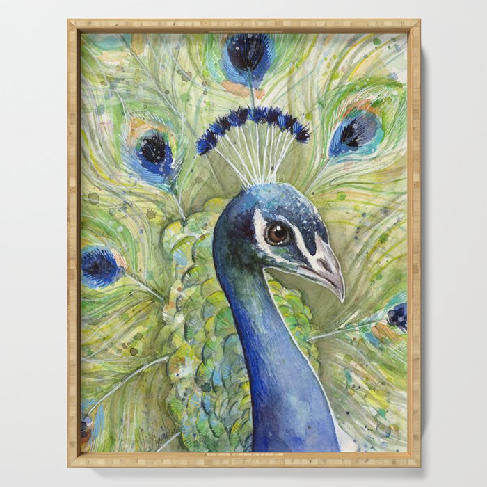 Peacock Painting Serving Tray