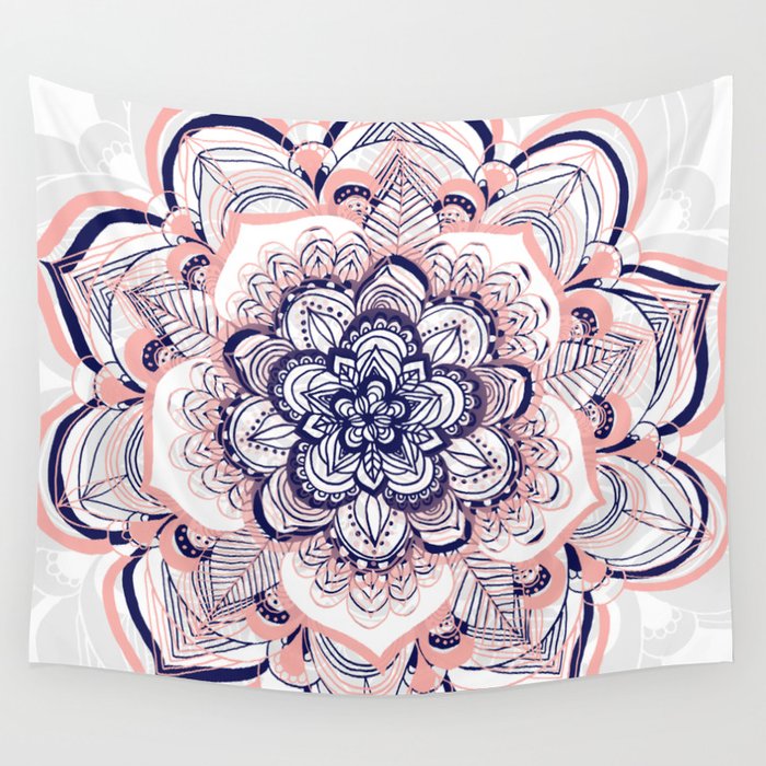 Pink and white top mandala tapestry