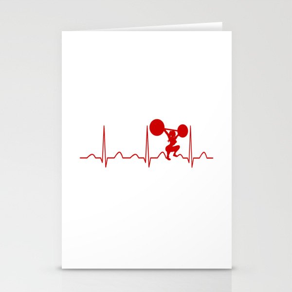 WEIGHTLIFTING WOMAN HEARTBEAT Stationery Cards
