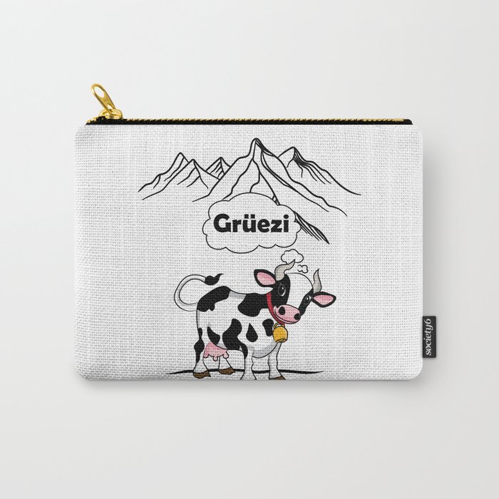 Swiss Cow - Gruezi Switzerland Travel Carry-All Pouch