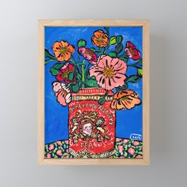 Rex Manning Day Bouquet: Poppy Flowers in Tea Tin Painting Empire Records Nineties Nostalgia Framed Mini Art Print