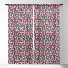Cat Pattern Pink on Navy Sheer Curtain