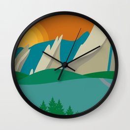 Boulder, Colorado - Skyline Illustration by Loose Petals Wall Clock | Graphicdesign, Print, Boulder, Vectorart, Poster, Colorado 