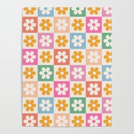 Groovy Checkerboards Rainbow Poster