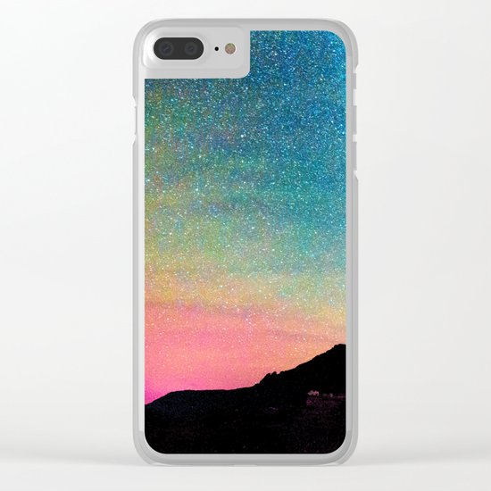 Milky Way Landscape Rainbow Pastel Clear iPhone Case