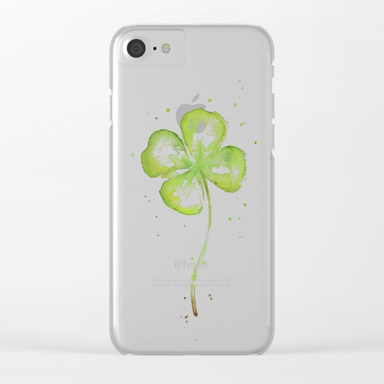 Clover Four Leaf Lucky Charm Green Clovers Clear iPhone Case