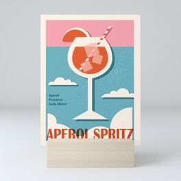 Aperol Spritz recipe, Cocktail, Retro 70s, Aesthetic art, Alcohol poster, Exhibition print, Mid century modern Mini Art Print