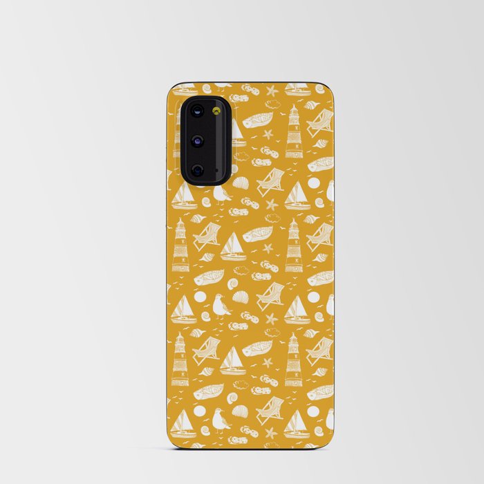 Mustard And White Summer Beach Elements Pattern Android Card Case