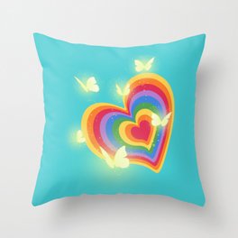 Rainbow heart Throw Pillow