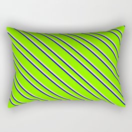 [ Thumbnail: Chartreuse, Bisque & Dark Blue Colored Lined/Striped Pattern Rectangular Pillow ]