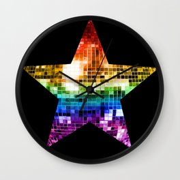 Rainbow Disco Ball Star Wall Clock