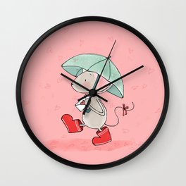 Little Mouse - Lovely Rain Wall Clock