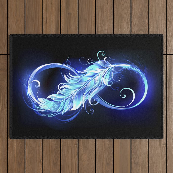 Fiery Symbol of Infinity with Feather Outdoor Rug