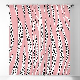 Dalmatian Polka Dot Spots and Zebra Stripes (black/white/pink) Blackout Curtain