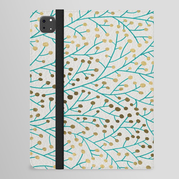 Berry Branches – Turquoise & Gold iPad Folio Case